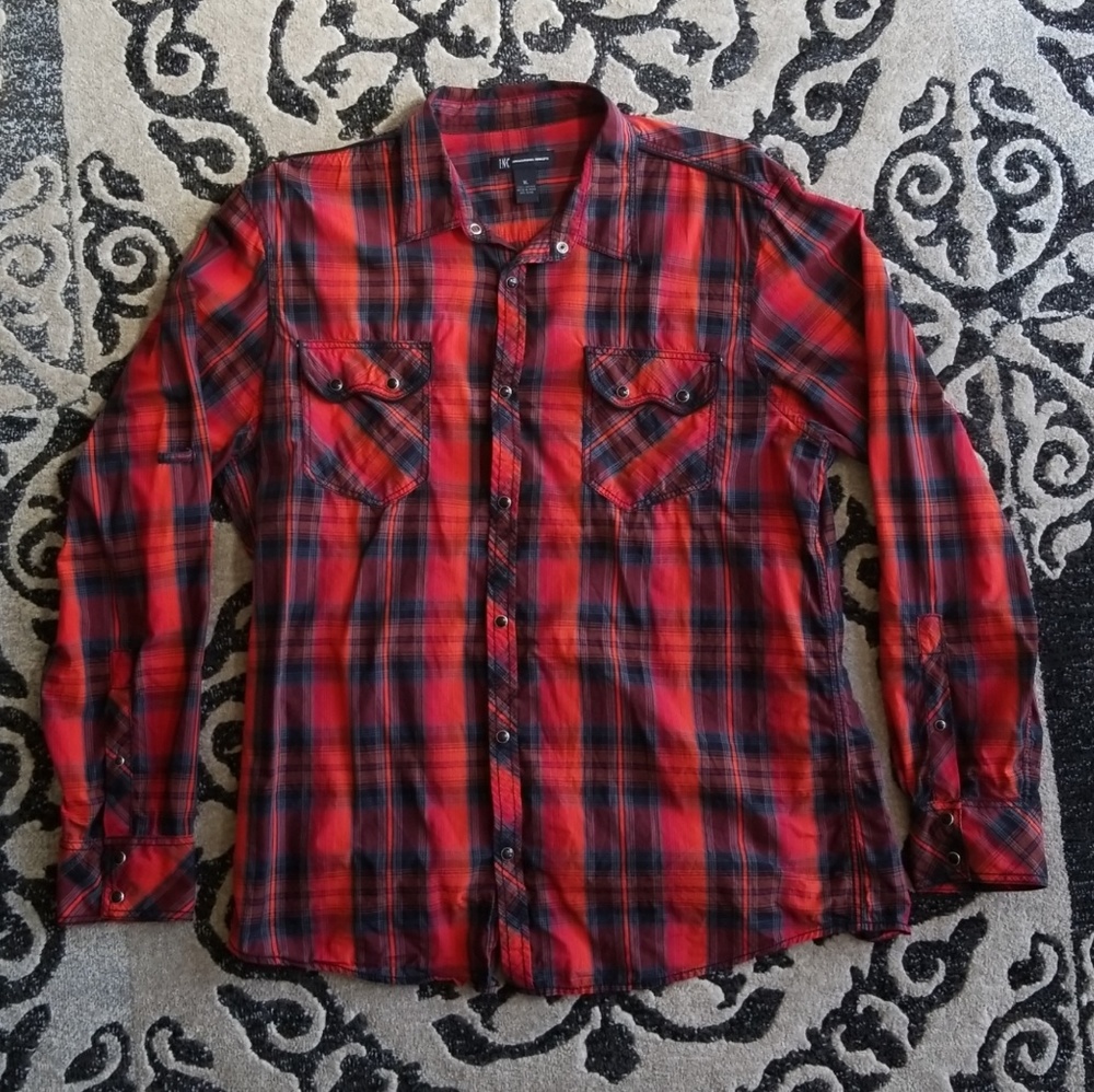 💥Black/Orange/Red pattern Button Down by INC.💥